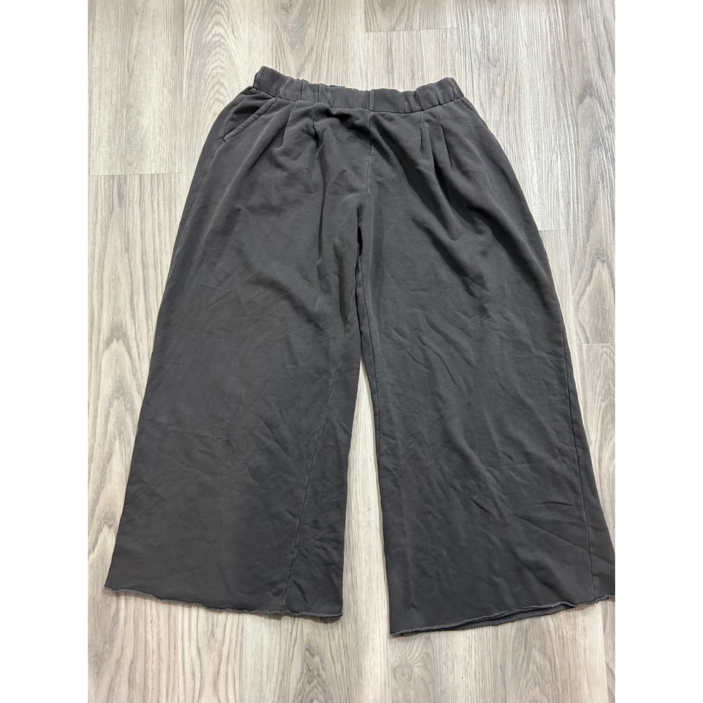Aerie Womens Wide Leg Lounge Pants Charcoal Gray High Waisted Pleated Size L